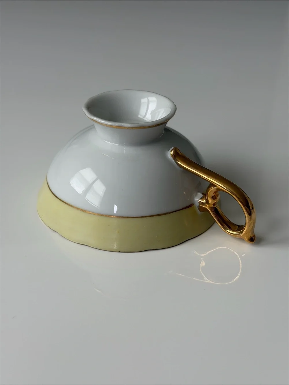 Japan Royal Sealy Vintage Porcelain Black & Gold Fruit Motif Teacup & Saucer Set